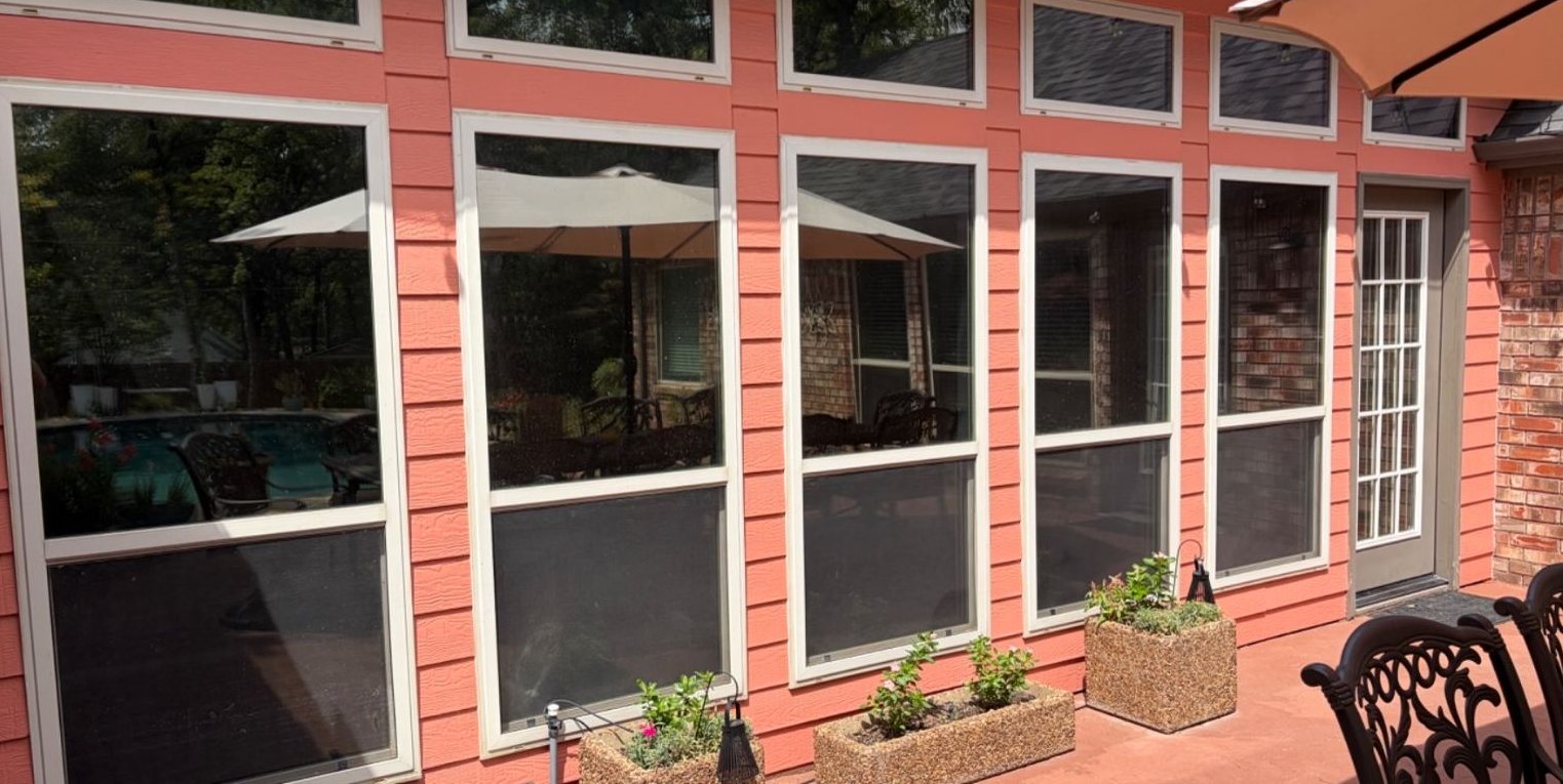 Patio windows after tint, interior no longer visible