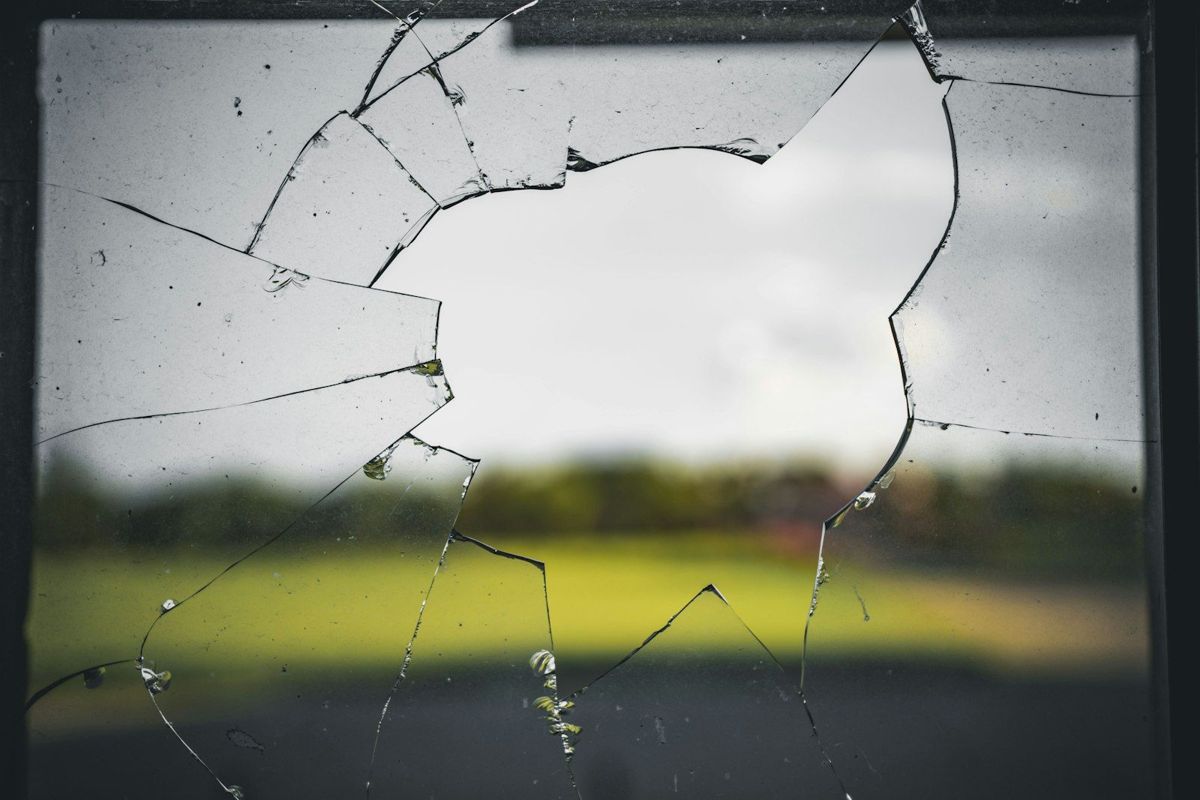 Broken window glass